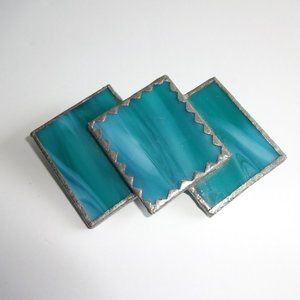 Silver Tone & Green Stained Glass Brooch Scarf Pin